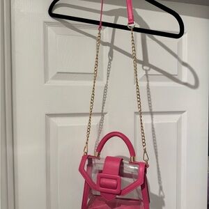 Chic Pink Transparent Handbag